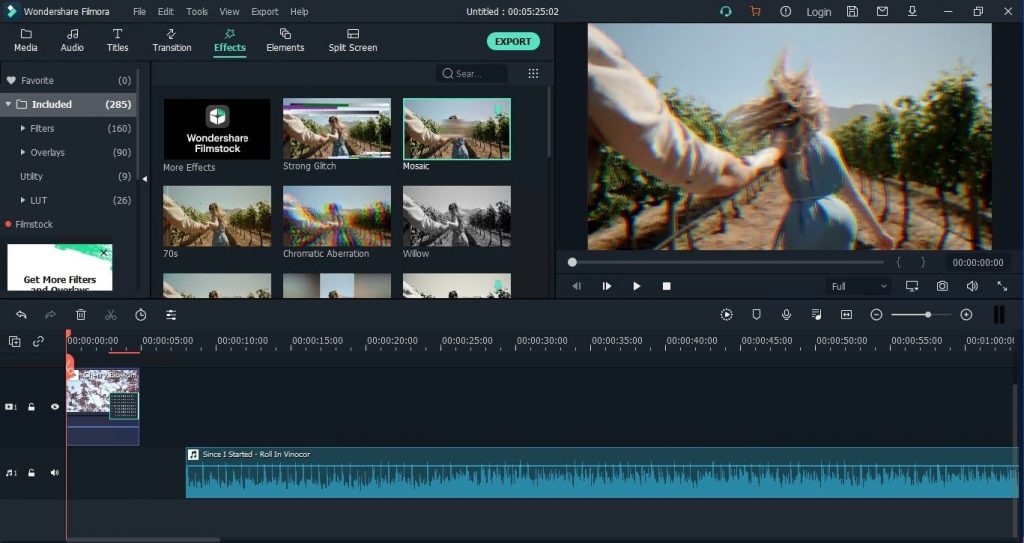 Wondershare Filmora Video Editor-grænseflade