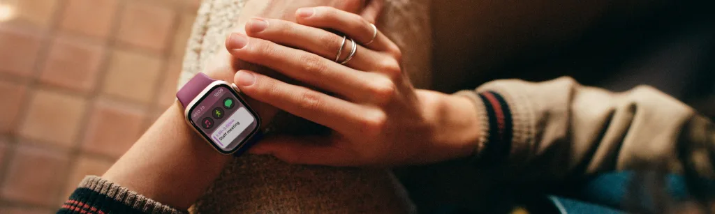 A smartwatch displaying health tracking metrics, symbolising the role of gadgets in monitoring personal health.