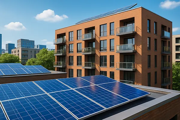 Solarpanels an Gebäudewand